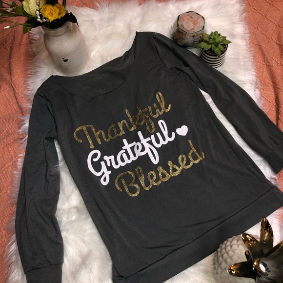 Tops - 💝Thankful, Grateful, Blessed Sparkly Long Sleeve